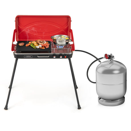 Parrilla y cocina de gas 2 en 1 para camping con