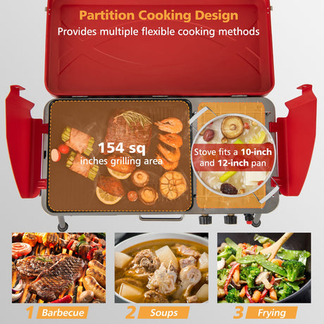 Parrilla y cocina de gas 2 en 1 para camping con