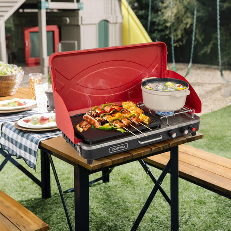 Parrilla y cocina de gas 2 en 1 para camping con