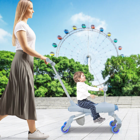 Coche empujador para niños 2 en 1 con ruedas luminosas LED
