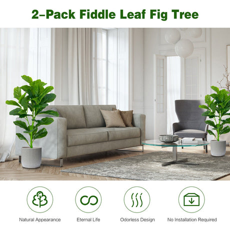 Paquete de 2 Ficus Lyrata Artificiales