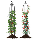 Paquete de 2 celosías de obelisco de jardín para plantas trepadoras - Negro