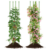 Enrejado de jardín de 2 unidades para jaulas de tomates con altura ajustable - Verde
