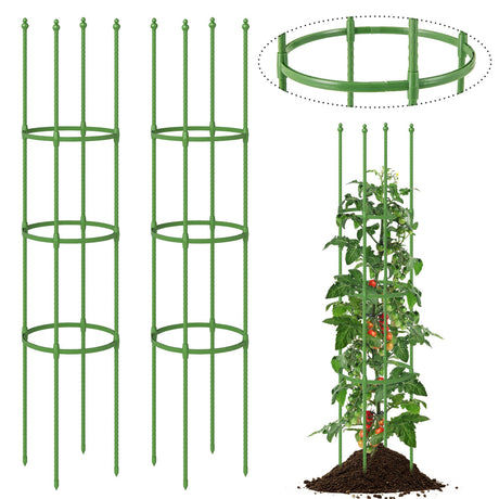 Enrejado de jardín de 2 unidades para jaulas de tomates con altura ajustable - Verde