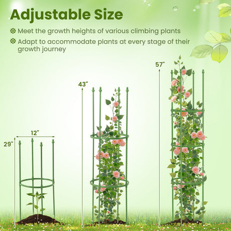 Enrejado de jardín de 2 unidades para jaulas de tomates con altura ajustable - Verde