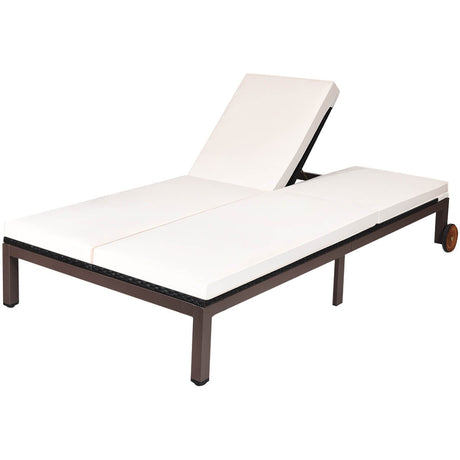 Sillón reclinable de ratán para patio de 2 personas con respaldo ajustable