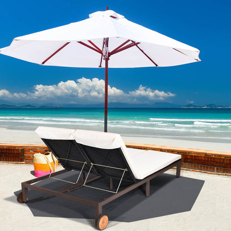 Sillón reclinable de ratán para patio de 2 personas con respaldo ajustable