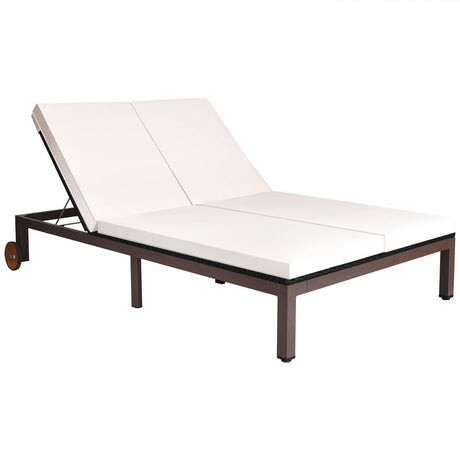 Sillón reclinable de ratán para patio de 2 personas con respaldo ajustable