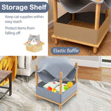 Casa de madera de 2 niveles para gatos con condominio semicerrado y ropa extraíble - Gris