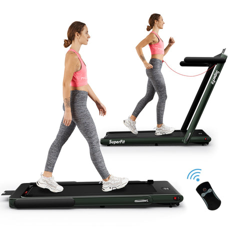 Cinta de correr plegable 2 en 1 de 2.25HP con control remoto por aplicación y altavoz