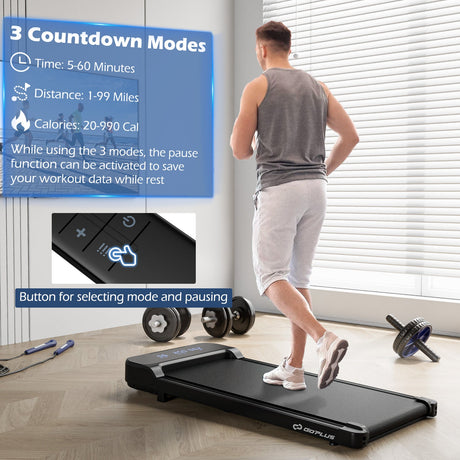 Cinta de correr de 2.5 HP para debajo del escritorio con control remoto y 3 modos de cuenta regresiva
