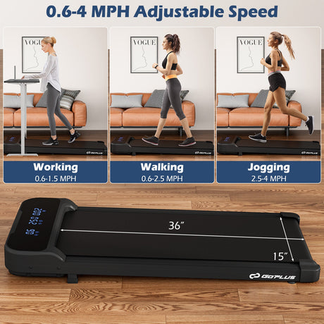 Cinta de correr de 2.5 HP para debajo del escritorio con control remoto y 3 modos de cuenta regresiva