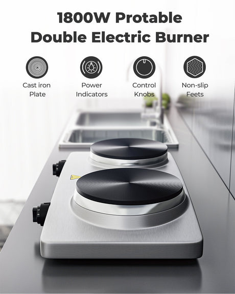 Quemador doble de encimera eléctrico de 1800W