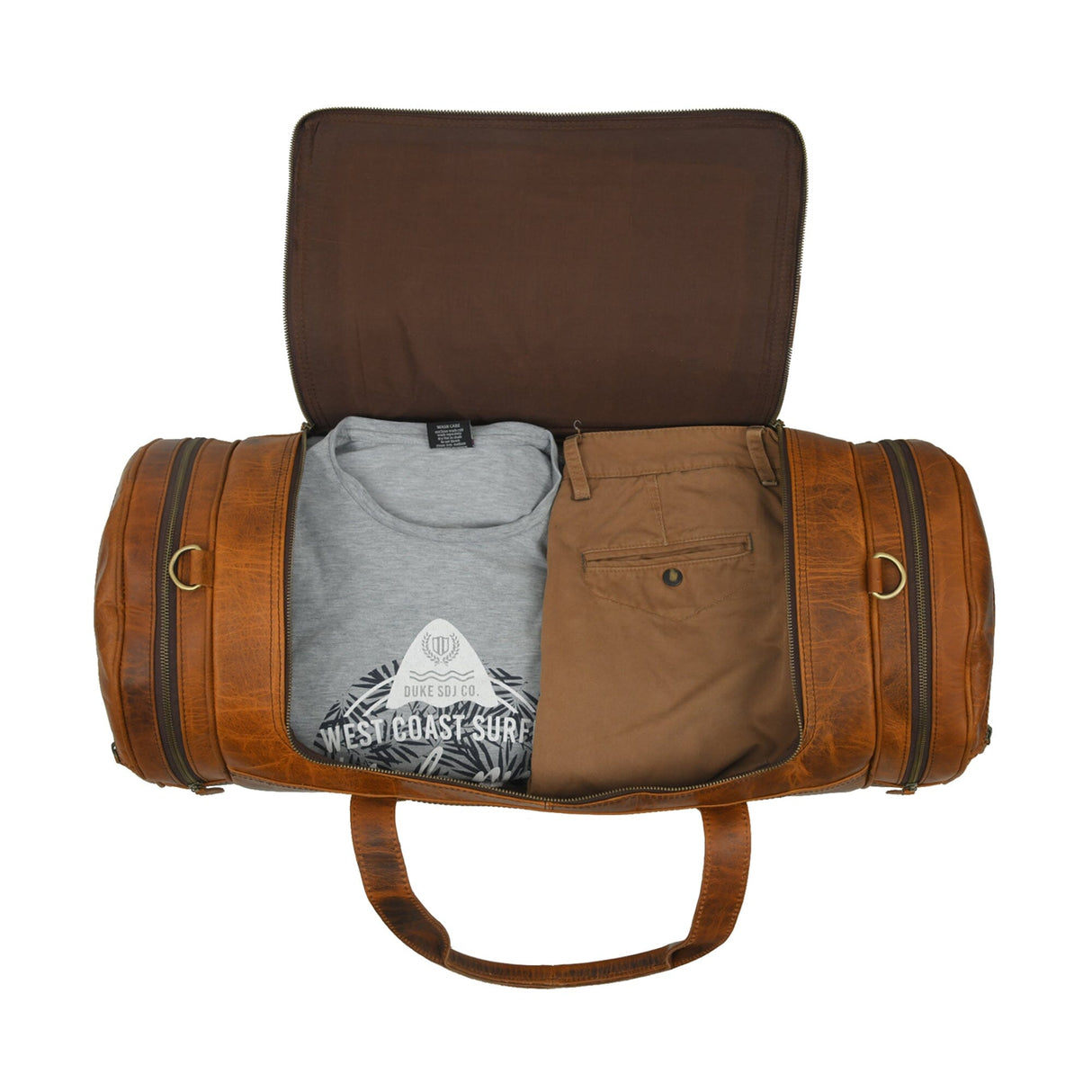 Bolsa de Viaje Redonda de Cuero para Gimnasio