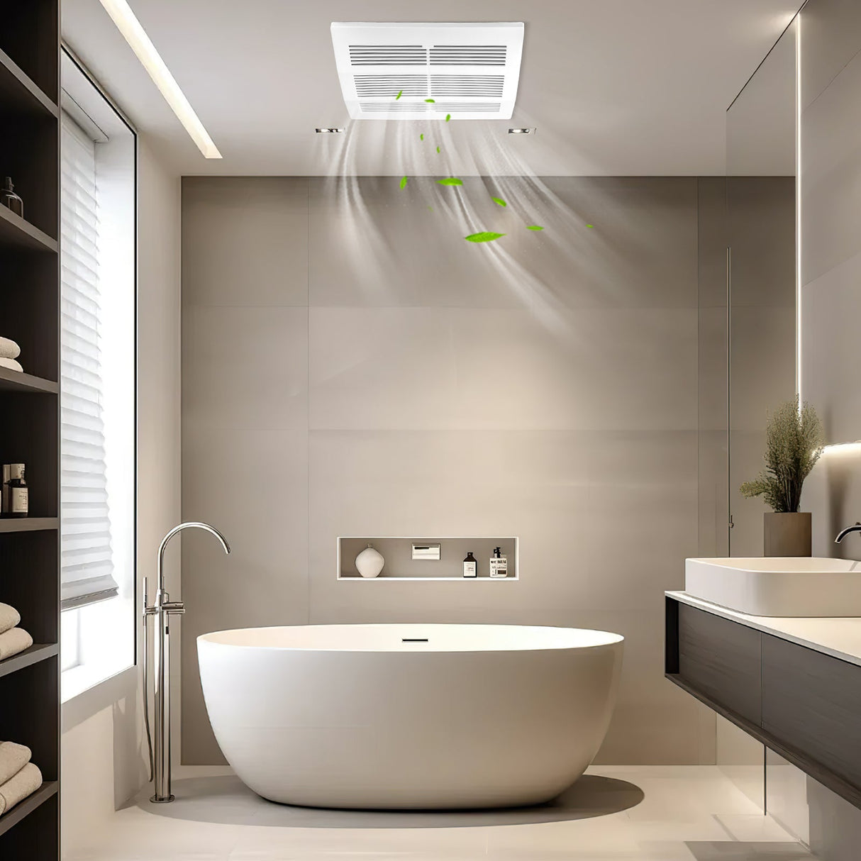 Extractor de aire para baño de 200 CFM con carcasa metálica y conducto de 6 pulgadas para 18.5 m²