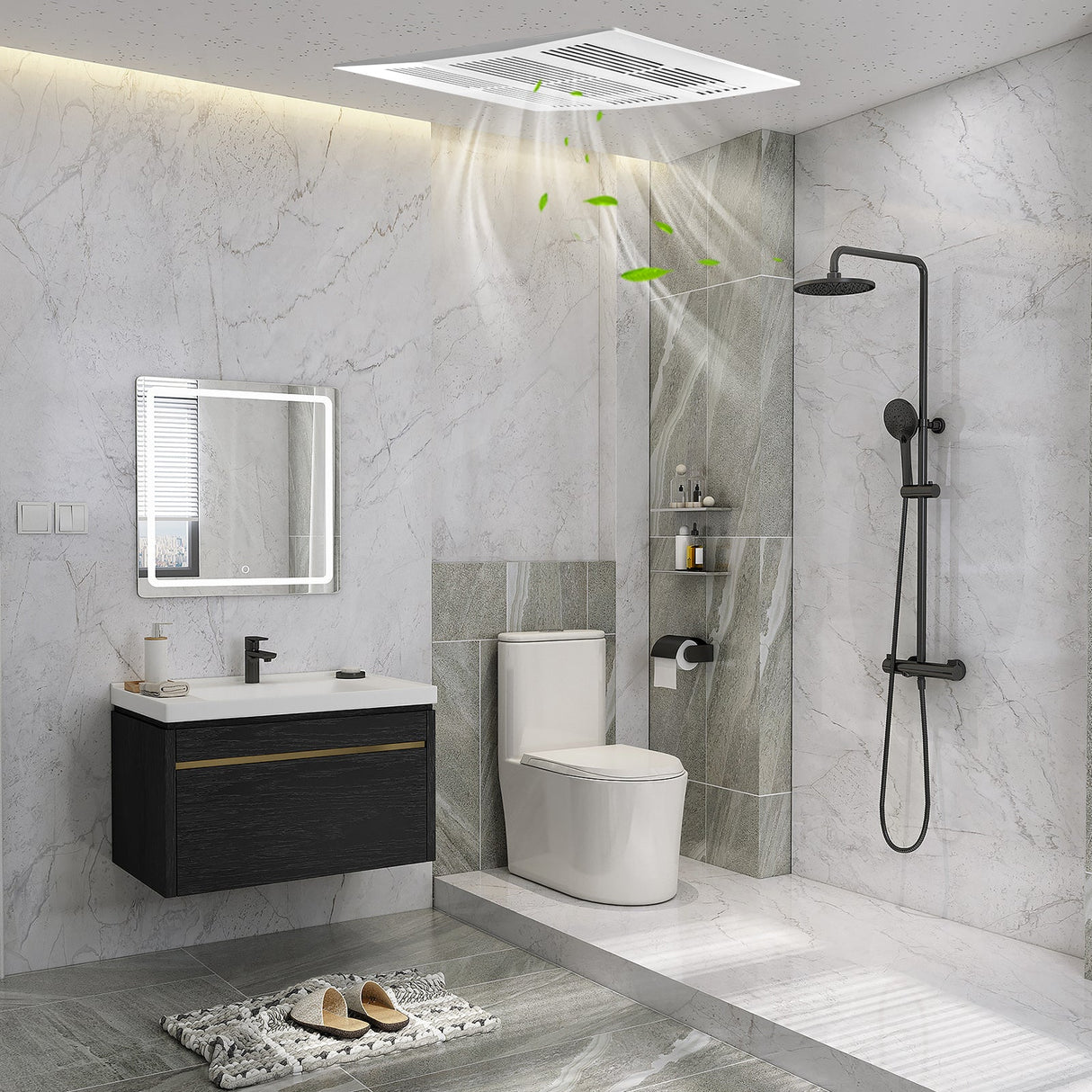 Extractor de aire para baño de 200 CFM con carcasa metálica y conducto de 6 pulgadas para 18.5 m²