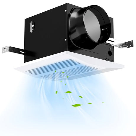 Extractor de aire para baño de 200 CFM con carcasa metálica y conducto de 6 pulgadas para 18.5 m²