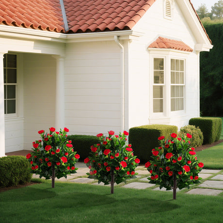 Árbol Artificial de Camelias de 31 Pulgadas, Juego de 2, Árboles de Flores Falsas - Verde