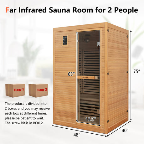 2024 Nueva Sala de Sauna de Madera Infrarroja Lejana para 2 Personas con Terapia de Luz Roja Gratuita para el Hogar