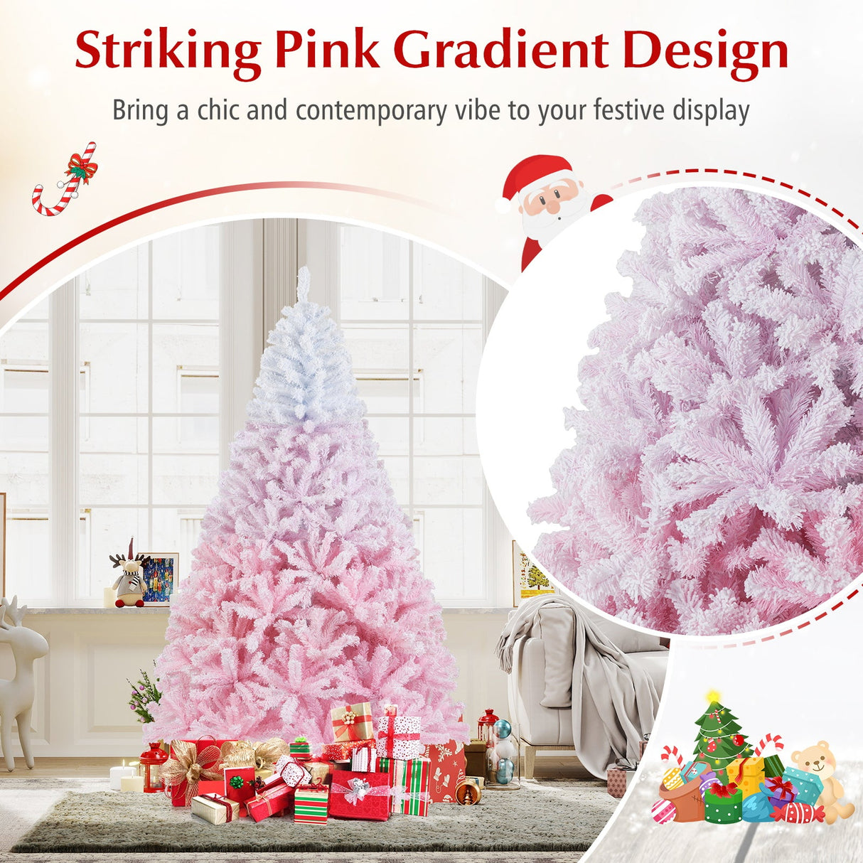 Nuevo árbol de Navidad artificial de 2025 con soporte metálico plegable y 456 puntas de ramas