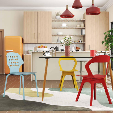 Juego de comedor moderno de 4 piezas con sillas, taburetes de bar, cómoda y mesa de comedor de cristal