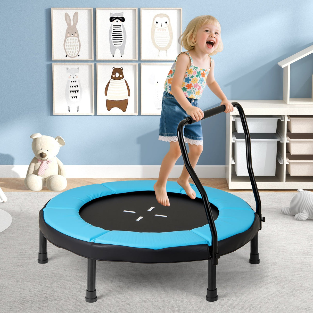 Trampolín de 40 pulgadas para niños, trampolín de fitness para interiores y exteriores
