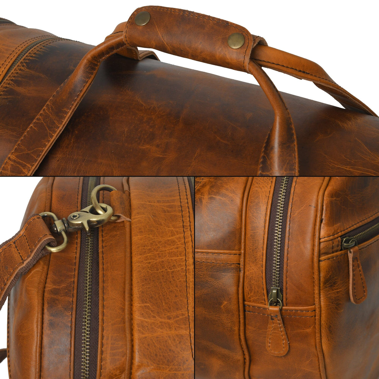 Bolsa de Viaje Redonda de Cuero para Gimnasio