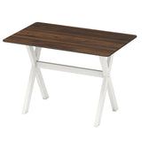 Mesa de comedor moderna, mesa de cocina de madera con estructura en forma de X - Blanca