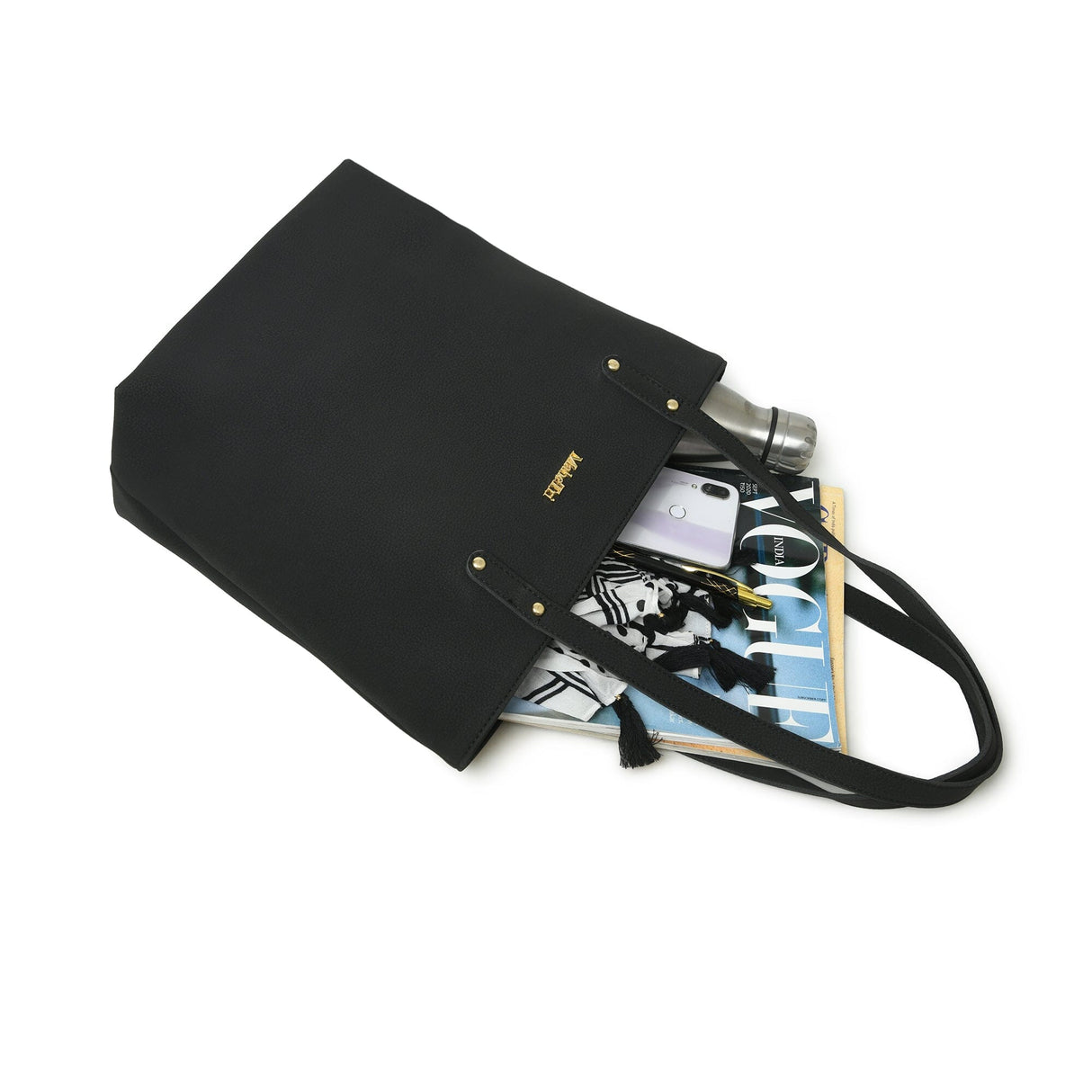 Bolso de mano de cuero vegano Era - Negro medianoche