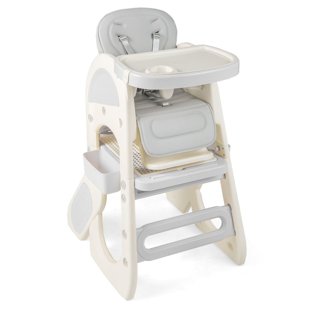 Trona convertible para bebé con bandeja de doble capa y respaldo ajustable