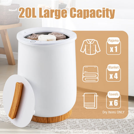 Cubo de toallas calientes de 20 litros con calentamiento rápido de 1 minuto y apagado automático de 60 minutos - Blanco