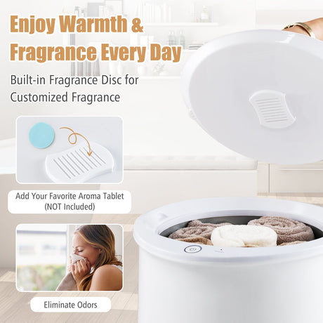 Cubo de toallas calientes de 20 litros con calentamiento rápido de 1 minuto y apagado automático de 60 minutos - Blanco