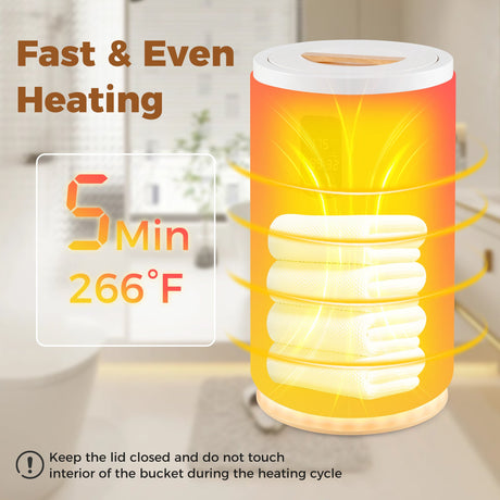 Cubo calentador de toallas calientes de 20 L con temporizador de 30/60/90 minutos - Blanco