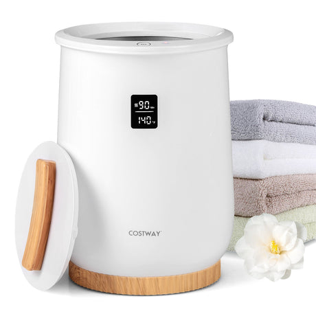 Calentador de toallas grande de 20 litros con pantalla LED y control de botones - Blanco