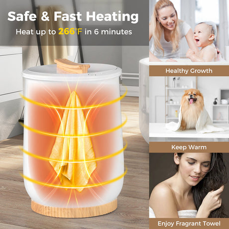Calentador de toallas grande de 20 litros con pantalla LED y control de botones - Blanco