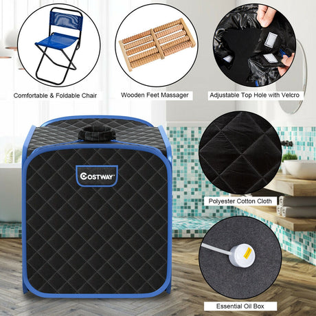 Sauna de vapor plegable portátil 2L para spa - Negra