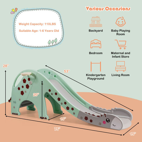 Set de juegos de escalada 3 en 1 para niños con tobogán y canasta de baloncesto