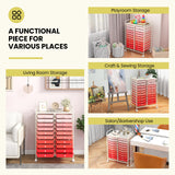 20 Drawers Rolling Storage Cart Studio Organizer-Gradient Pink