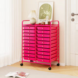 20 Removable Drawers Rolling Storage Cart Studio Organizer-Pink