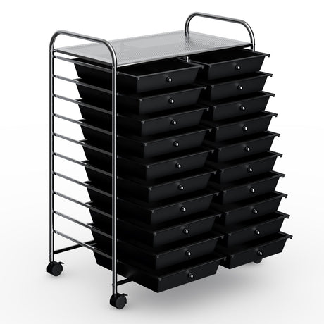 Carrito organizador de estudio con 20 cajones, con ruedas - Negro