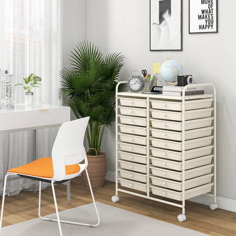 Carro organizador rodante de 20 cajones para estudio - Beige
