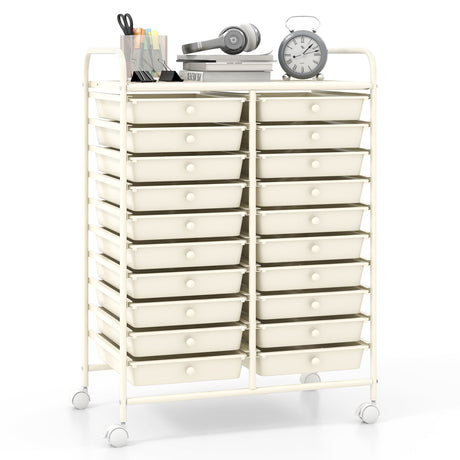 Carro organizador rodante de 20 cajones para estudio - Beige