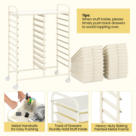 Carro organizador rodante de 20 cajones para estudio - Beige