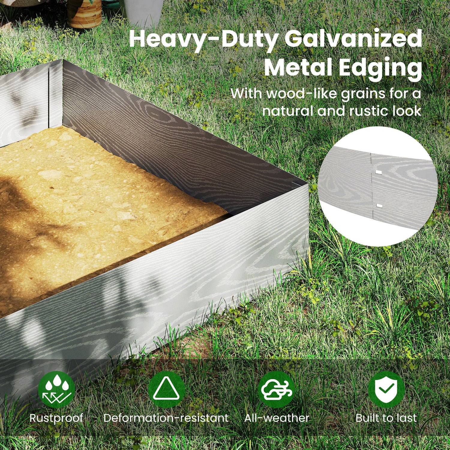 Cenefa de metal galvanizado de 20 pies para paisajismo de jardín, paquete de 6 unidades