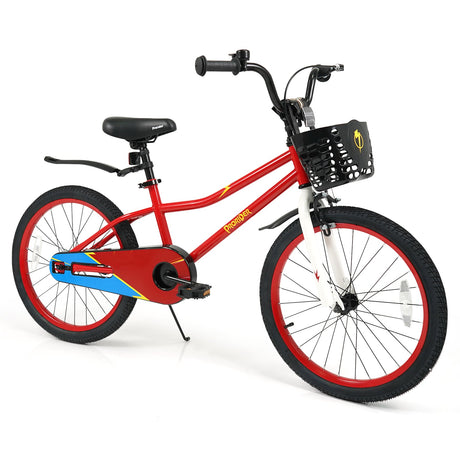 Bicicleta Infantil de 20 Pulgadas, Ajustable con Pata de Cabra y Cesta de Almacenamiento para Mayores de 8 Años
