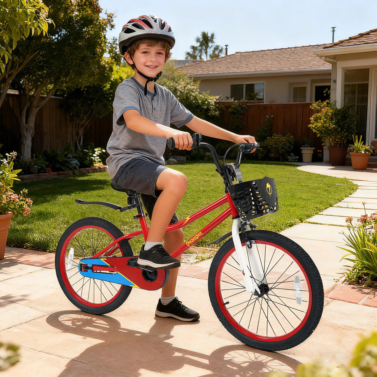 Bicicleta Infantil de 20 Pulgadas, Ajustable con Pata de Cabra y Cesta de Almacenamiento para Mayores de 8 Años