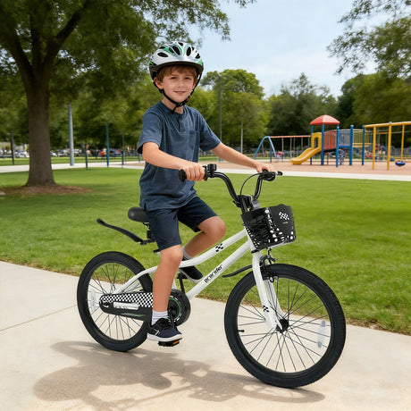 Bicicleta Infantil de 20 Pulgadas, Ajustable con Pata de Cabra y Cesta de Almacenamiento para Mayores de 8 Años