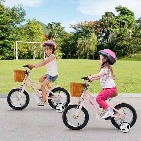 Bicicleta retro de 14 pulgadas para niños con altura ajustable y cesta para edades de 3 a 5 años