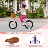 14 Inch Kids Bike Retro Bicycle with Adjustable Height and Basket for Ages 3-5 Years Old-