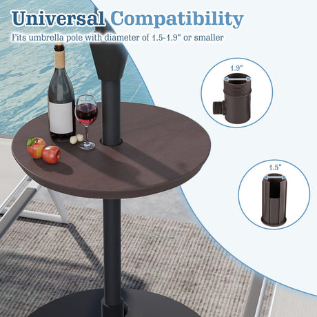 Mesa sombrilla de exterior ajustable de 20 pulgadas para mástiles de sombrilla de patio de 2 tamaños